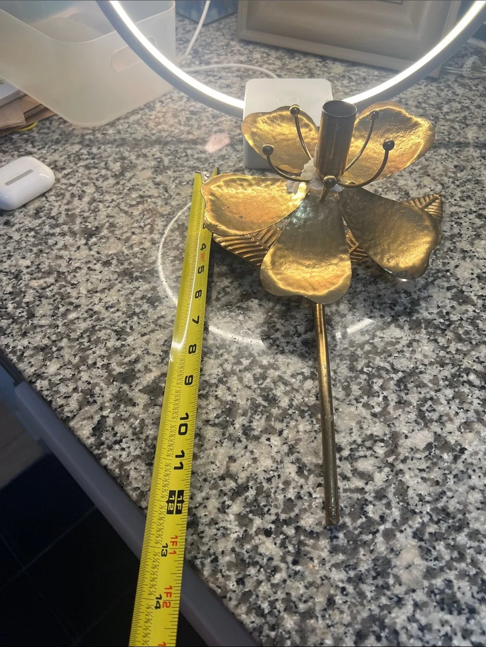 Vintage Mid-Century Hollywood Regency style brass lotus/lily flower